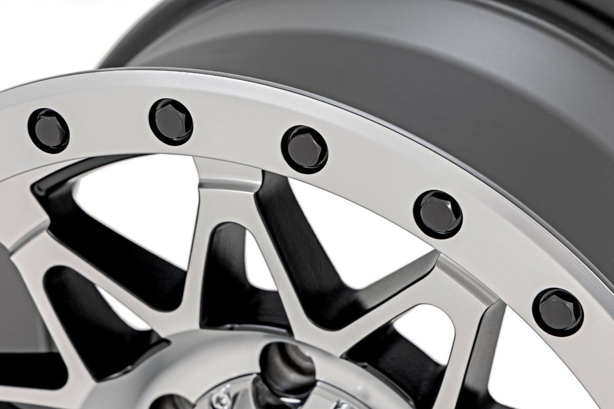 Jeep Grand Wagoneer Wheel - Rough Country - 78 Series | Simulated Beadlock | Full Machine | 17x8.5 - Bronze Finish with Black Lip - 4WD - '84-'90
